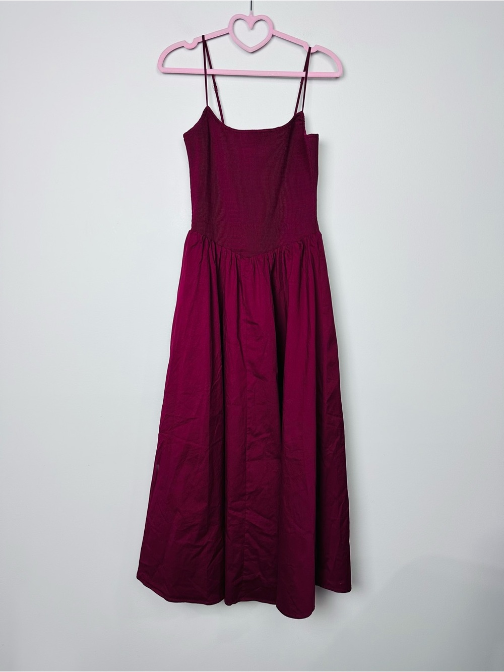 Lulus NWT Tandria Burgundy Smocked Sleeveless Midi Dress Size Large - Picture 3 of 11